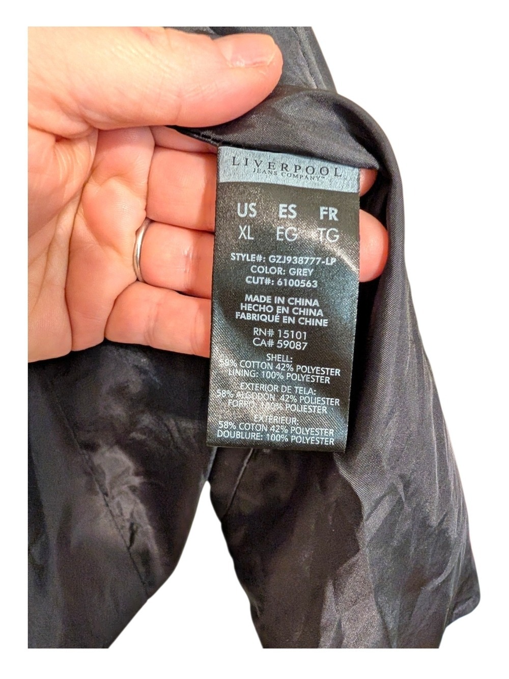 Liverpool Jeans Company Gray Double Breasted Peacoat - Picture 4 of 7